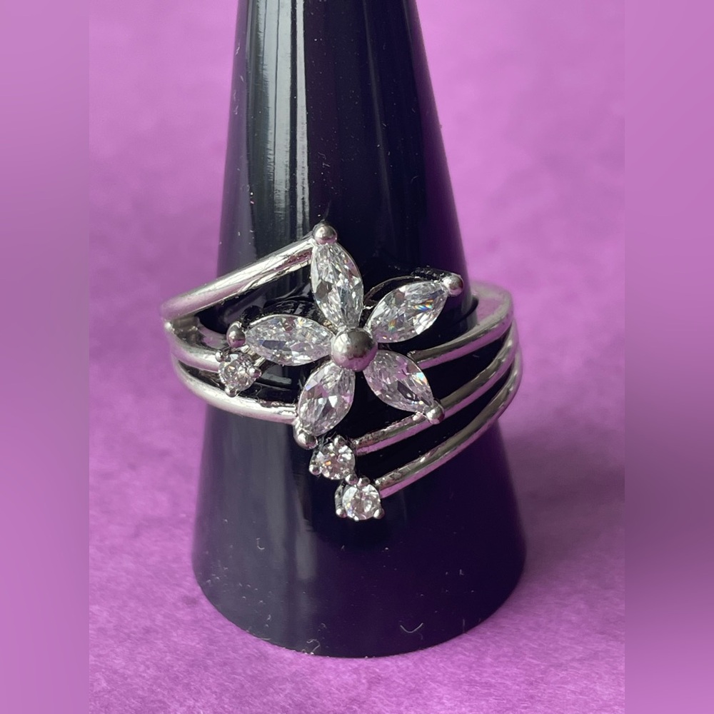Silver and simulated diamond Ring,